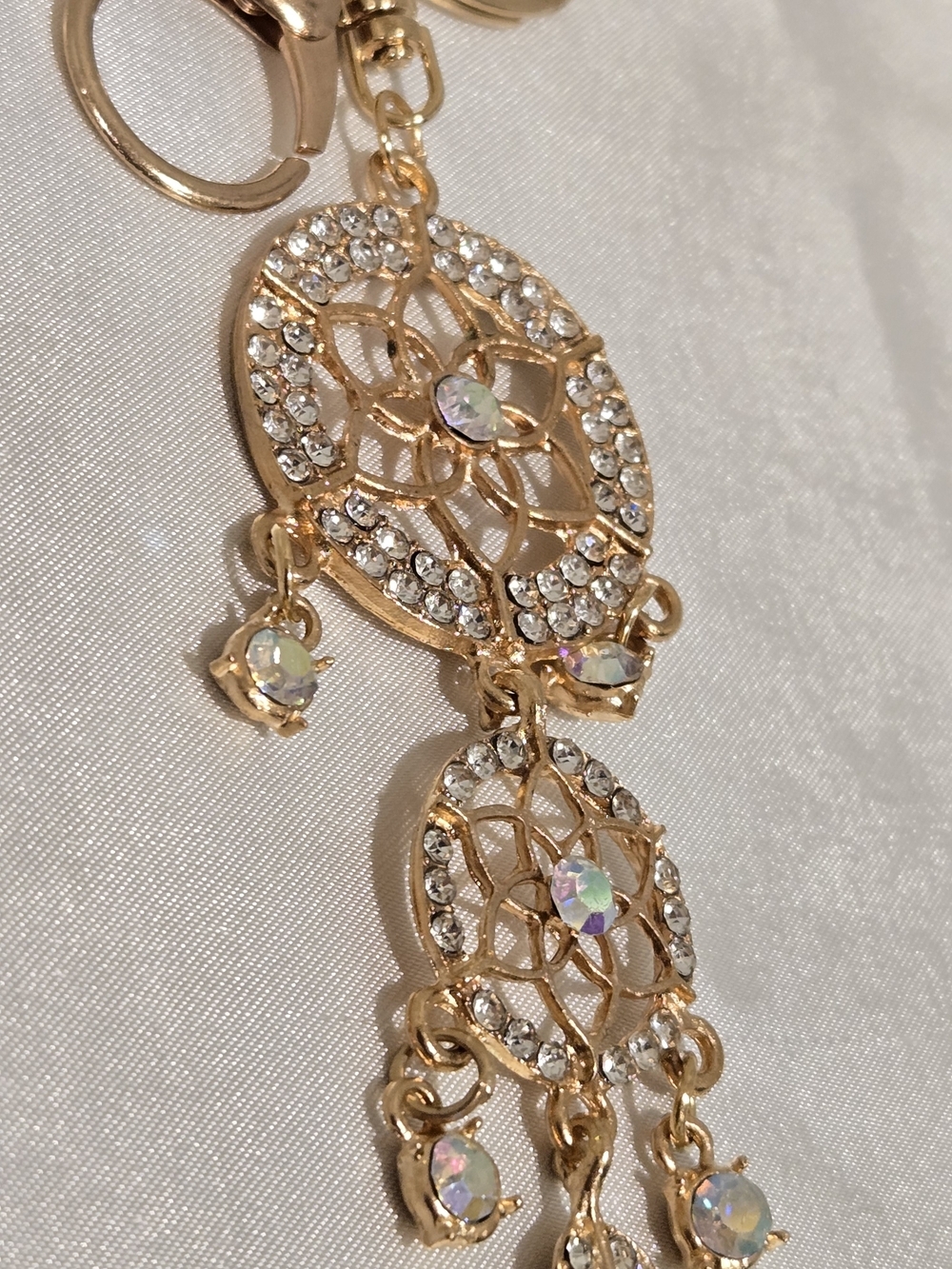 Rose Gold Dreamcatcher Crystal Bag Charm/Keychain NWOT - Picture 2 of 3